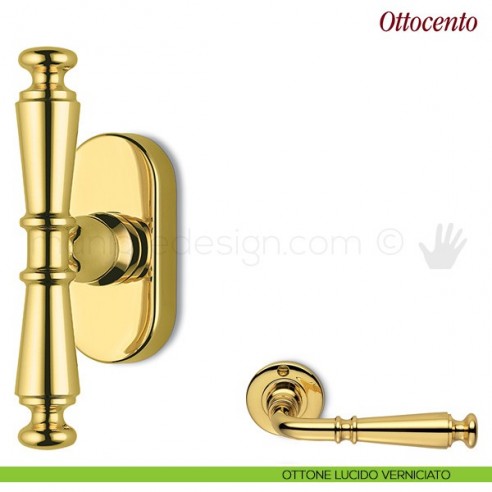 Maniglia per finestra martellina DK Ottocento Antologhia ottone lucido verniciato