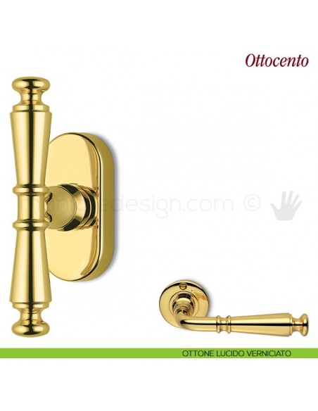 Maniglia per finestra martellina DK Ottocento Antologhia ottone lucido verniciato