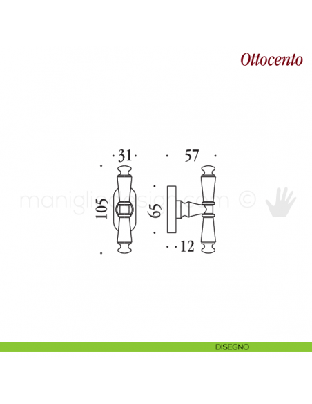 Maniglia per finestra martellina DK Ottocento Antologhia disegno