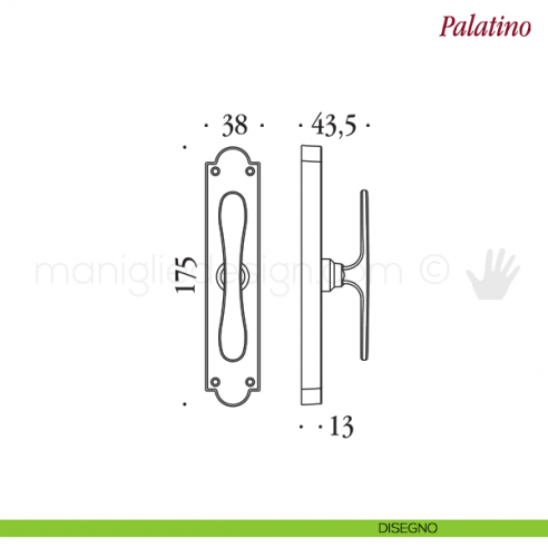 Maniglia per finestra cremonese Palatino Antologhia disegno
