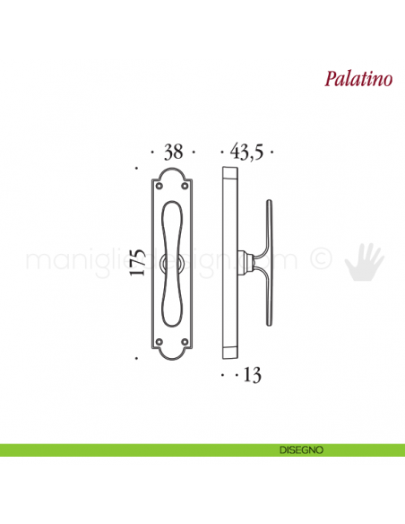 Maniglia per finestra cremonese Palatino Antologhia disegno