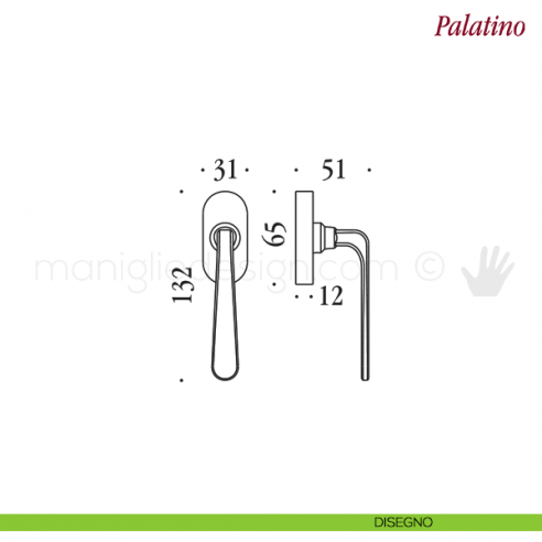Maniglia per finestra martellina DK Palatino Antologhia disegno