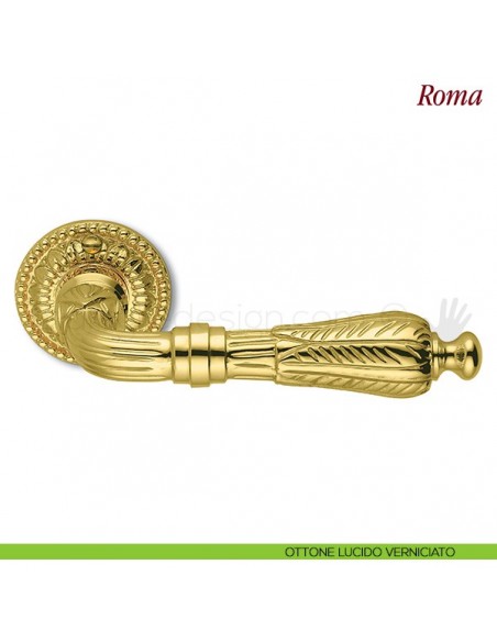 Maniglia per porta Roma Antologhia senza molla ottone lucido verniciato
