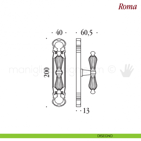 Maniglia per finestra cremonese Roma Antologhia disegno