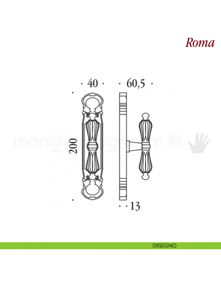 Maniglia per finestra cremonese Roma Antologhia disegno