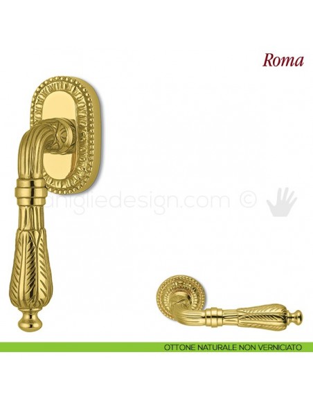 Maniglia per finestra martellina DK Roma Antologhia ottone naturale non verniciato