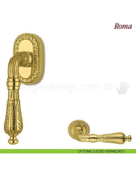 Maniglia per finestra martellina DK Roma Antologhia ottone lucido verniciato