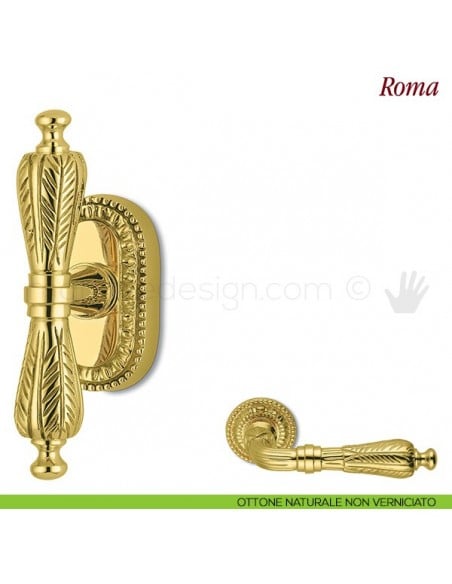 Maniglia per finestra martellina DK Roma Antologhia ottone naturale non verniciato