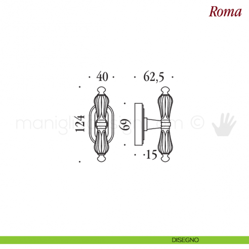 Maniglia per finestra martellina DK Roma Antologhia disegno