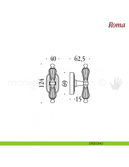 Maniglia per finestra martellina DK Roma Antologhia disegno