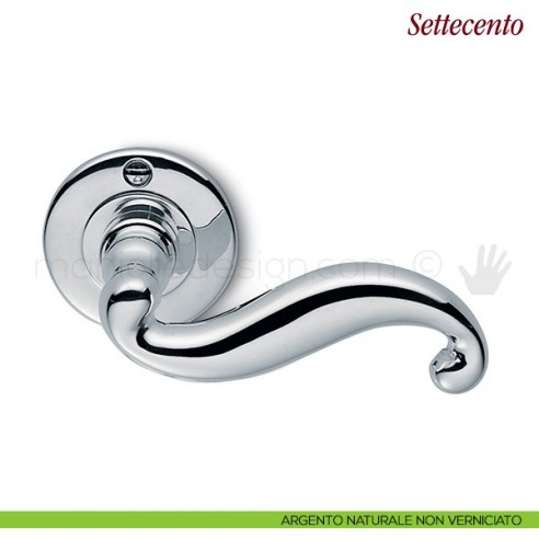 Maniglia per porta Settecento Antologhia con molla argento naturale non verniciato