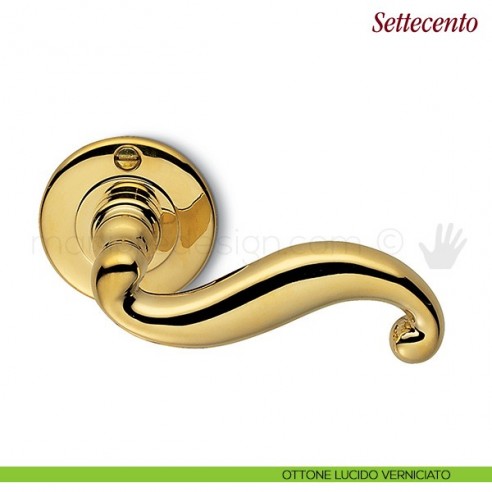 Maniglia per porta Settecento Antologhia con molla ottone lucido verniciato