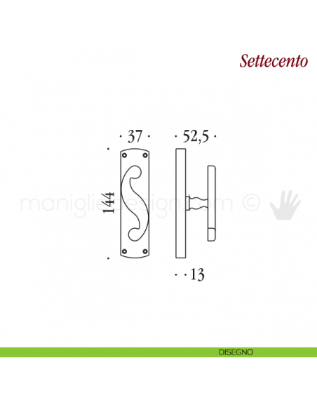 Maniglia per finestra cremonese Settecento Antologhia disegno