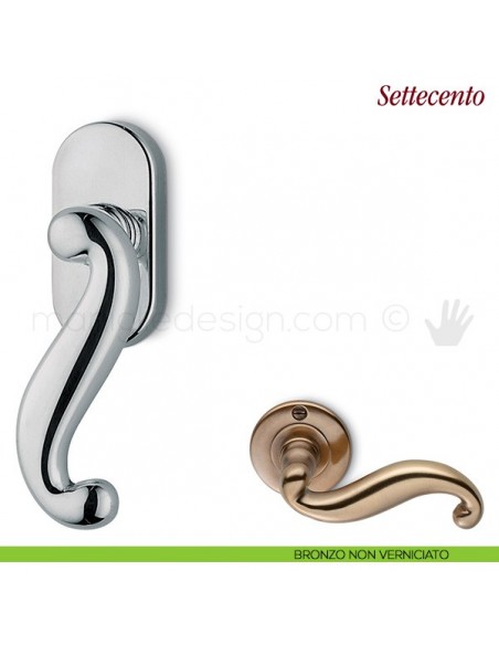 Maniglia per finestra martellina DK Settecento Antologhia bronzo non verniciato