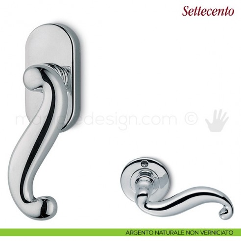 Maniglia per finestra martellina DK Settecento Antologhia argento naturale non verniciato