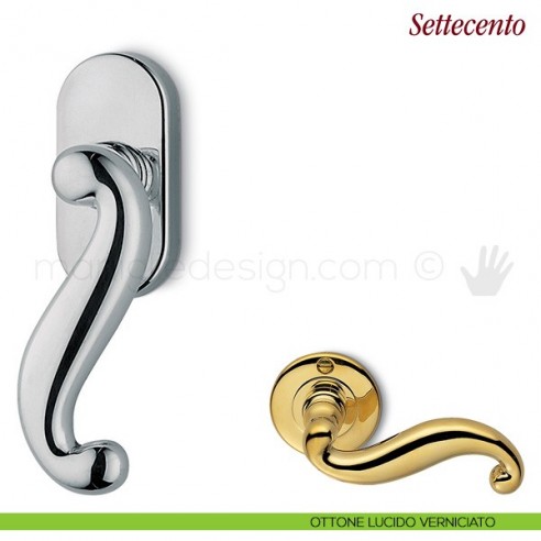 Maniglia per finestra martellina DK Settecento Antologhia ottone lucido verniciato