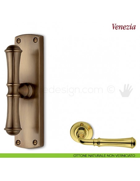 Maniglia per finestra cremonese Venezia Antologhia ottone naturale non verniciato
