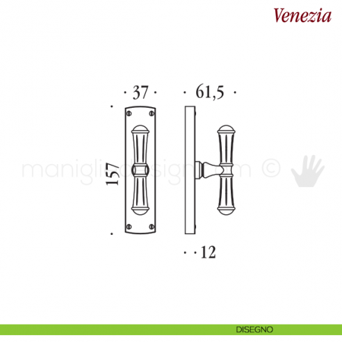 Maniglia per finestra cremonese Venezia Antologhia disegno
