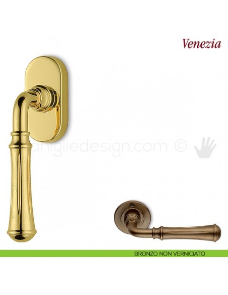 Maniglia per finestra martellina DK Venezia Antologhia bronzo non verniciato