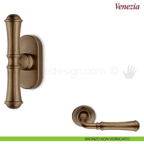 Maniglia per finestra martellina DK Venezia Antologhia bronzo non verniciato