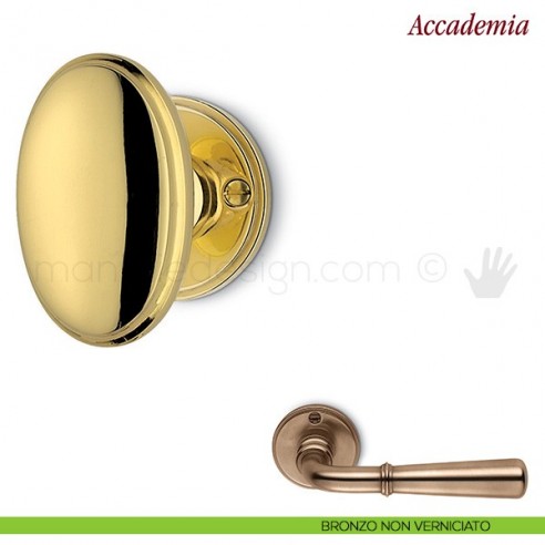Pomello per porta Accademia girevole Antologhia senza molla bronzo non verniciato
