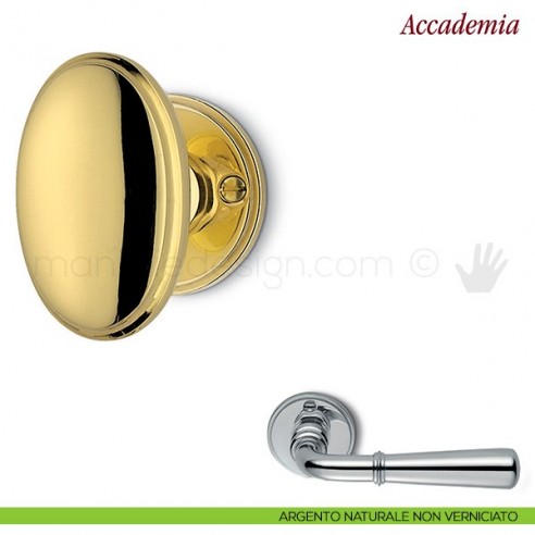 Pomello per porta Accademia girevole Antologhia senza molla argento naturale non verniciato