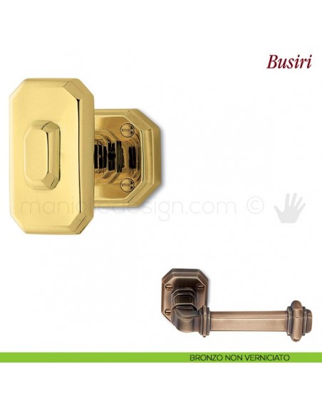 Pomello per porta Busiri girevole Antologhia con molla bronzo non verniciato