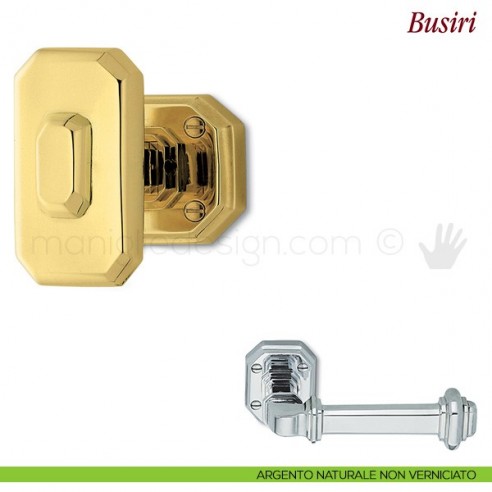 Pomello per porta Busiri girevole Antologhia con molla argento naturale non verniciato