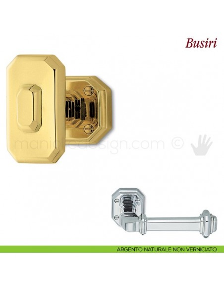 Pomello per porta Busiri girevole Antologhia con molla argento naturale non verniciato