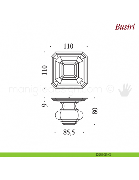 Pomello per porta Busiri fisso Antologhia disegno