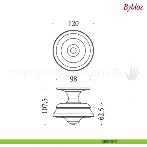 Pomello per porta Byblos fisso Antologhia disegno