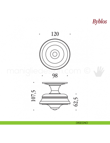 Pomello per porta Byblos fisso Antologhia disegno