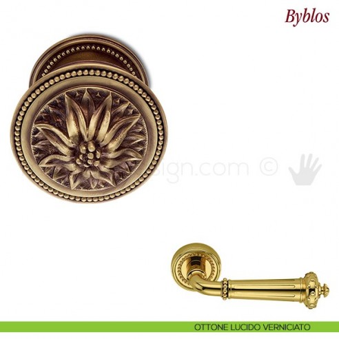 Pomello per porta Byblos fisso Antologhia ottone lucido verniciato