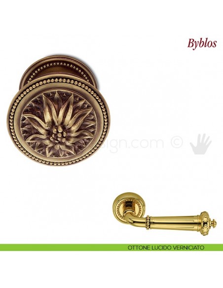 Pomello per porta Byblos fisso Antologhia ottone lucido verniciato