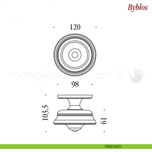 Pomello per porta Byblos fisso Antologhia disegno