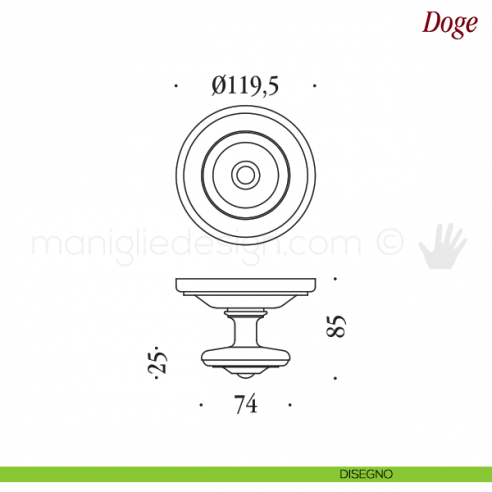 Pomello per porta Doge fisso Antologhia disegno