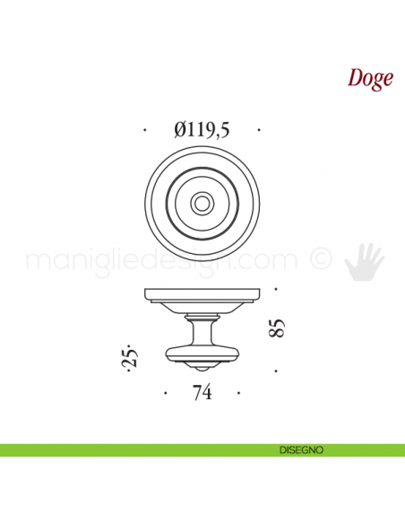 Pomello per porta Doge fisso Antologhia disegno