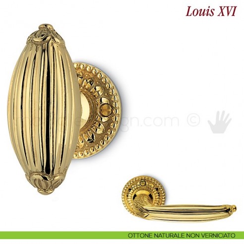 Pomello per porta Louis XVI girevole Antologhia senza molla ottone naturale non verniciato