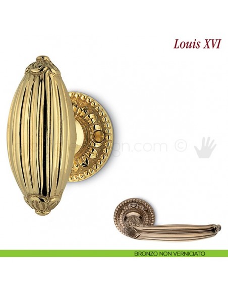 Pomello per porta Louis XVI girevole Antologhia senza molla bronzo non verniciato