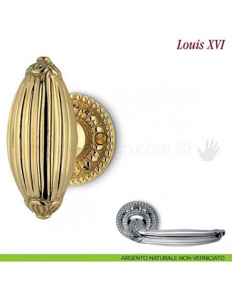Pomello per porta Louis XVI girevole Antologhia senza molla argento naturale non verniciato