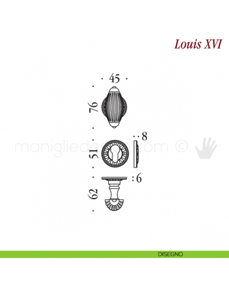 Pomello per porta Louis XVI girevole Antologhia senza molla yale disegno