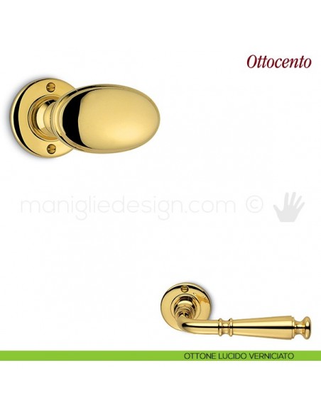 Pomello per porta Ottocento girevole Antologhia senza molla ottone lucido verniciato