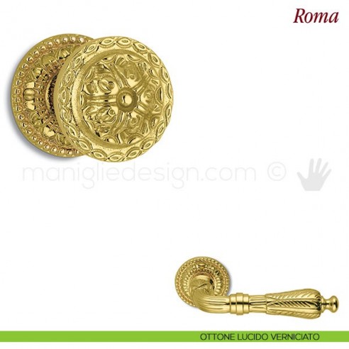 Pomello per porta Roma girevole Antologhia senza molla ottone lucido verniciato