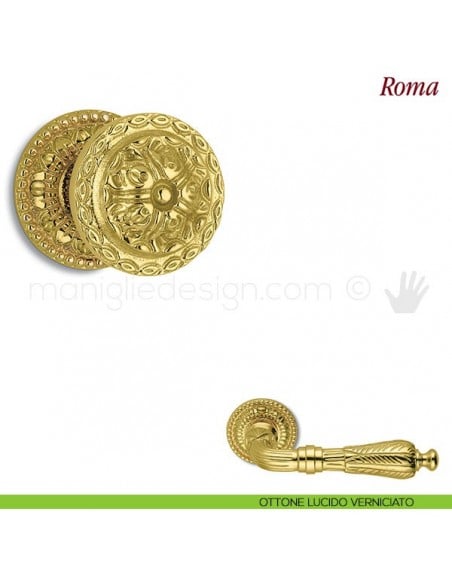 Pomello per porta Roma girevole Antologhia senza molla ottone lucido verniciato