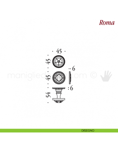 Pomello per porta Roma girevole Antologhia senza molla patent disegno