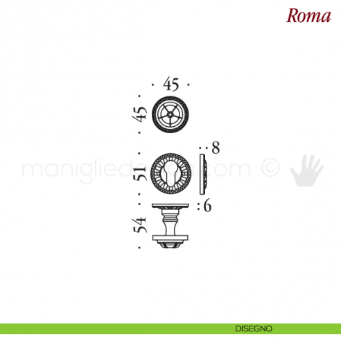 Pomello per porta Roma girevole Antologhia senza molla yale disegno