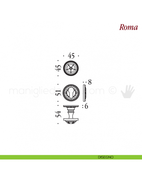 Pomello per porta Roma girevole Antologhia senza molla yale disegno