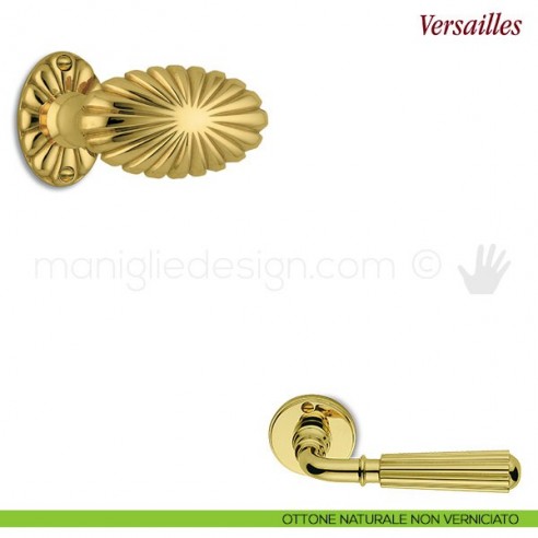 Pomello per porta Versailles girevole Antologhia senza molla ottone naturale non verniciato