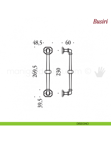 Maniglione per porta Busiri Antologhia disegno