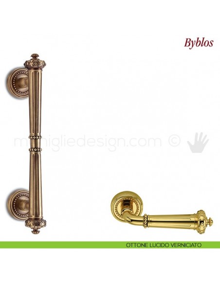 Maniglione per porta Byblos Antologhia ottone lucido verniciato